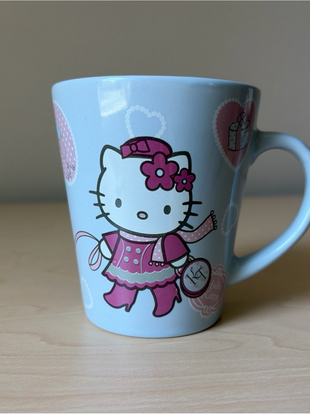 Y2K Sanrio Hello Kitty Ceramic Coffee Mug Light Blue And Pink With Poodle